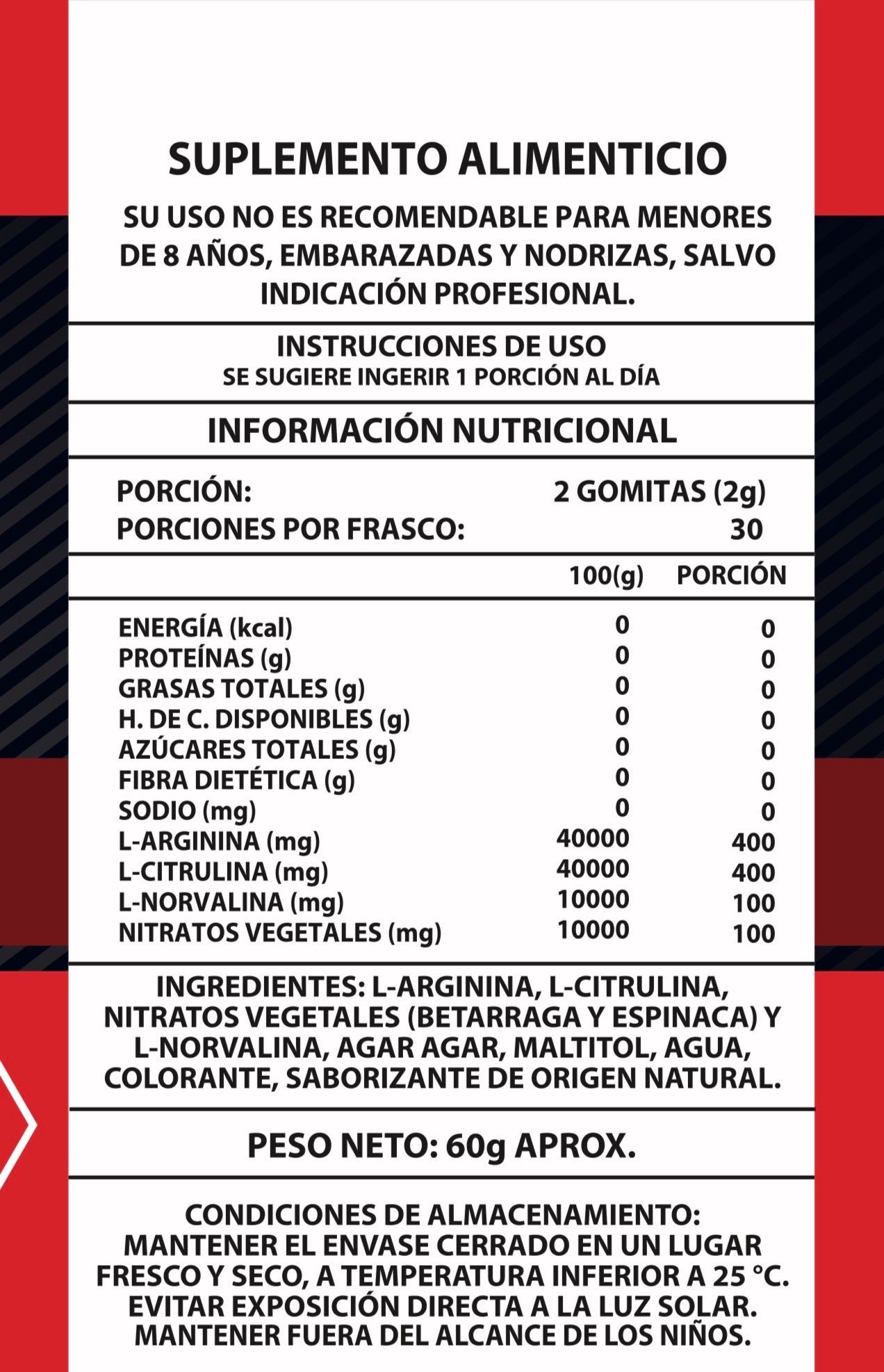 ⚡🍒 60 Gomitas Óxido Nítrico — Más bombeo y energía en cada entrenamiento