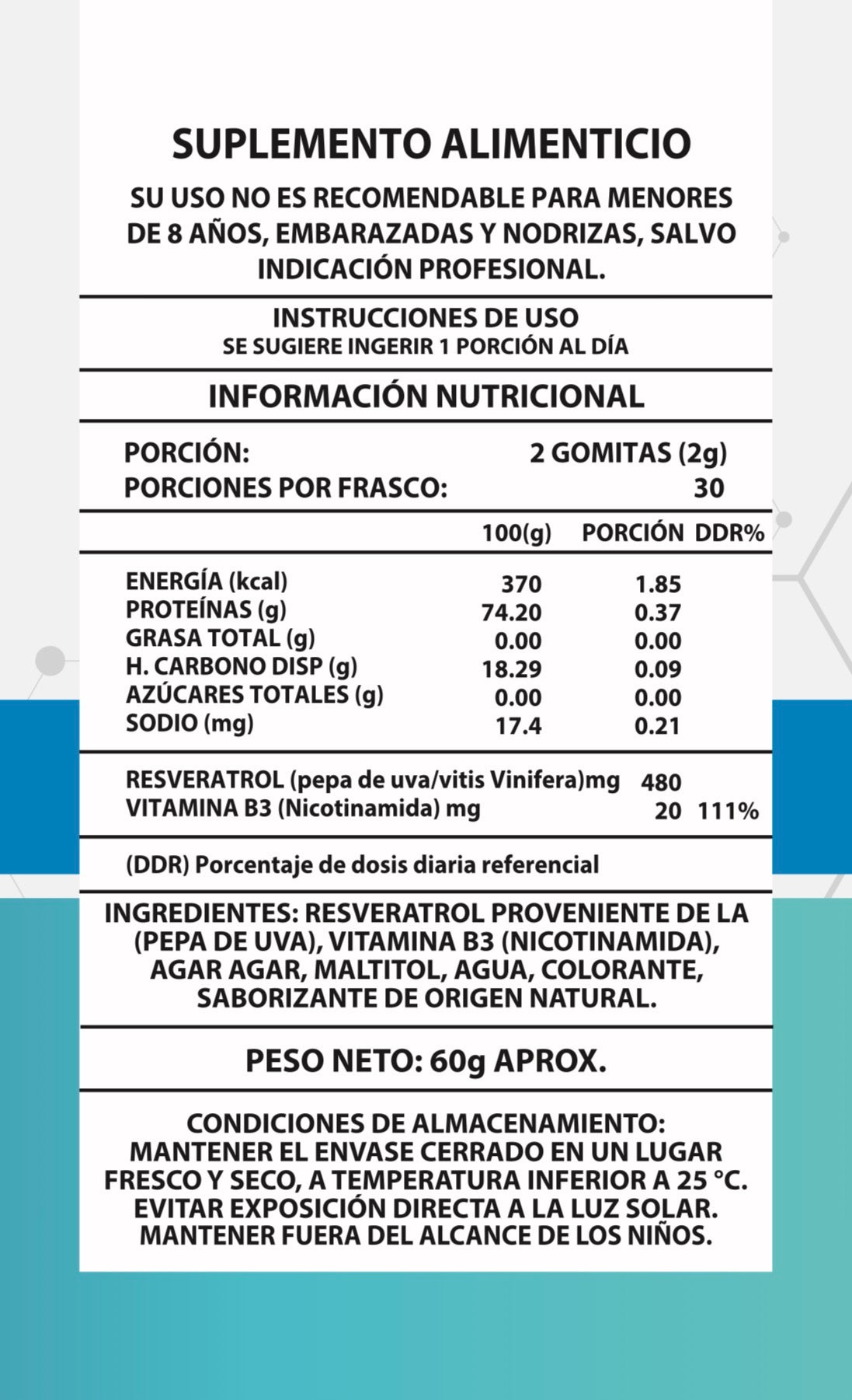 ✨ 60 Gomitas NAD+ Resveratrol — Antienvejecimiento y vitalidad desde adentro