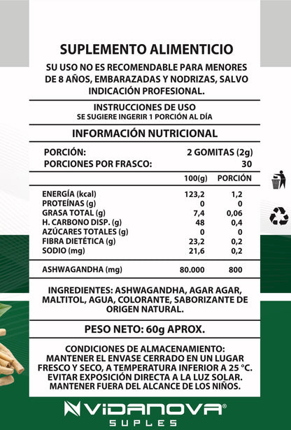 🌿 60 Gomitas Ashwagandha — Reduce el estrés y recupera tu energía