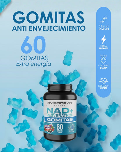 ✨ 60 Gomitas NAD+ Resveratrol — Antienvejecimiento y vitalidad desde adentro