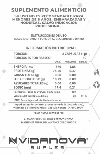 🔋 NAD+ Resveratrol 60 CAPS — Energía celular y longevidad en cápsulas