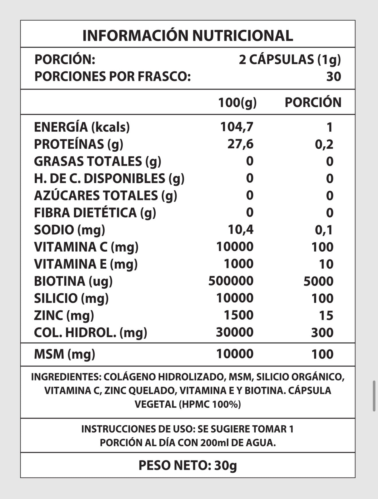 💅 Biotina & Colágeno 60 CAPS — Piel firme, cabello fuerte y uñas radiantes