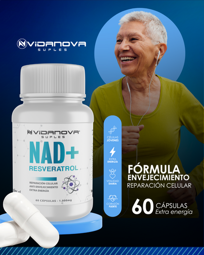 🔋 NAD+ Resveratrol 60 CAPS — Energía celular y longevidad en cápsulas