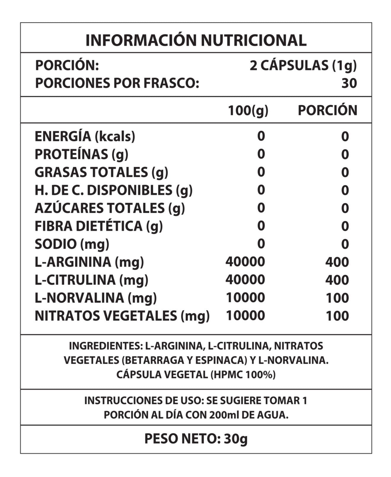 🏋️ Óxido Nítrico 60 CAPS — Vascularización máxima y rendimiento extremo
