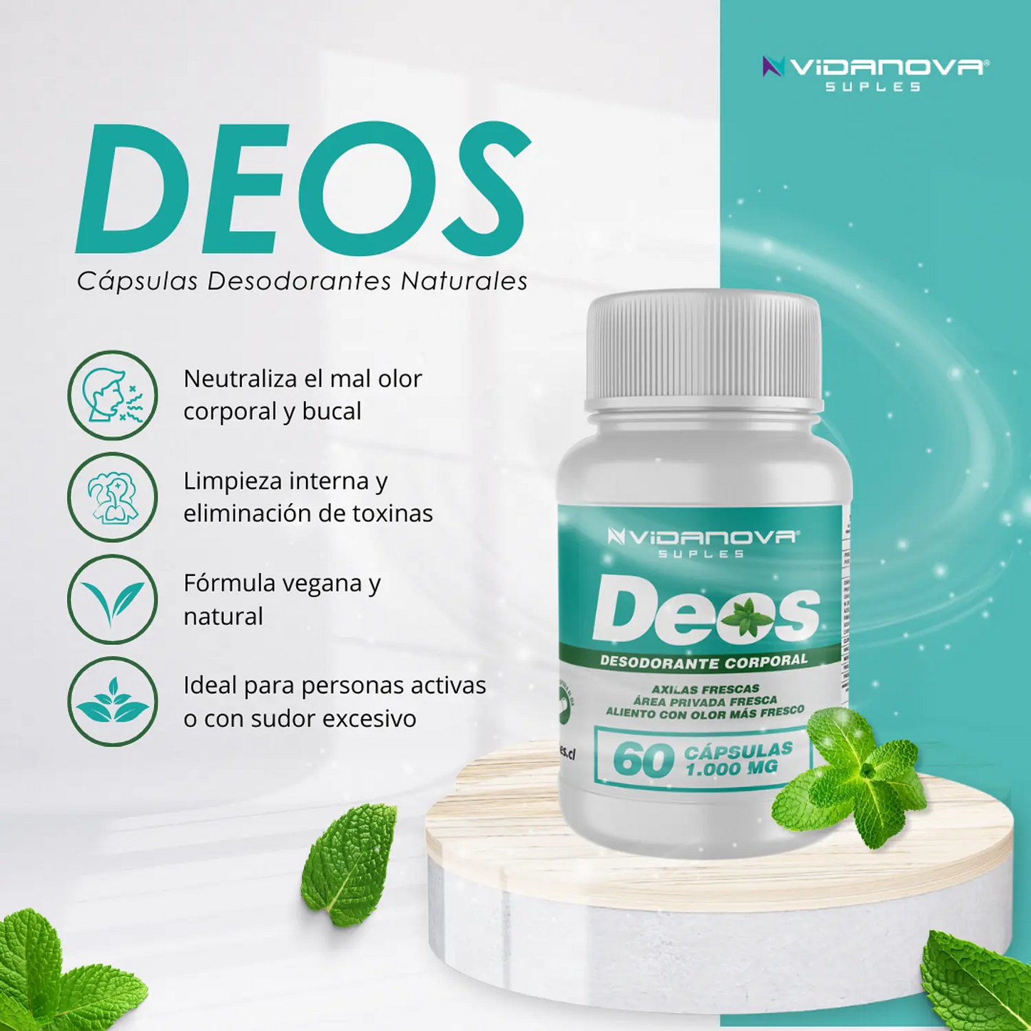 🌸 Deos 60 CAPS — Desodorante natural desde adentro, sin químicos