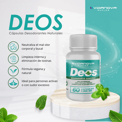 🌸 Deos 60 CAPS — Desodorante natural desde adentro, sin químicos