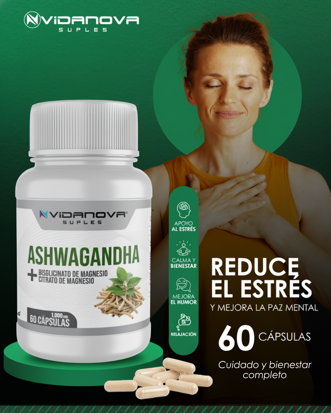 😴 Ashwagandha + Magnesio 60 CAPS — Estrés cero, sueño profundo y recuperación total