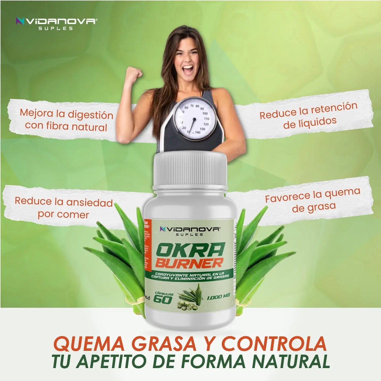 🔥 Okra Burner 60 CAPS — Quema grasa, controla el apetito y moldea tu figura